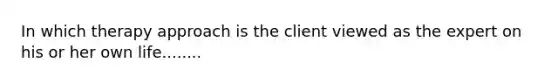 In which therapy approach is the client viewed as the expert on his or her own life........