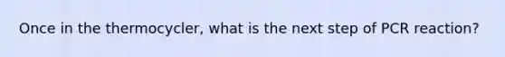 Once in the thermocycler, what is the next step of PCR reaction?