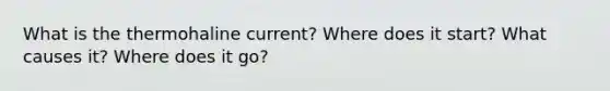 What is the thermohaline current? Where does it start? What causes it? Where does it go?