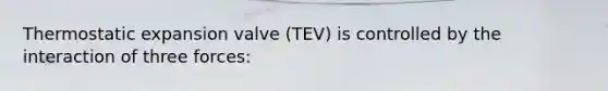 Thermostatic expansion valve (TEV) is controlled by the interaction of three forces: