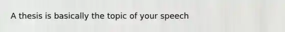 A thesis is basically the topic of your speech