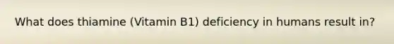 What does thiamine (Vitamin B1) deficiency in humans result in?