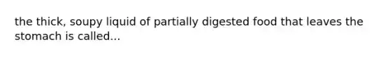 the thick, soupy liquid of partially digested food that leaves the stomach is called...