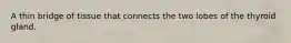 A thin bridge of tissue that connects the two lobes of the thyroid gland.