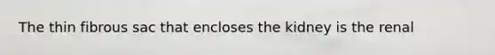 The thin fibrous sac that encloses the kidney is the renal