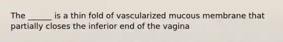 The ______ is a thin fold of vascularized mucous membrane that partially closes the inferior end of the vagina