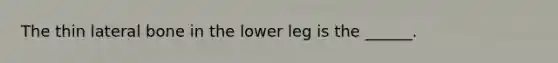 The thin lateral bone in the lower leg is the ______.