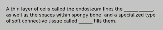 A thin layer of cells called the endosteum lines the ______ ______, as well as the spaces within spongy bone, and a specialized type of soft connective tissue called ______ fills them.