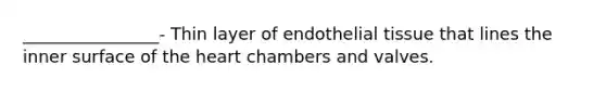 ________________- Thin layer of endothelial tissue that lines the inner surface of the heart chambers and valves.