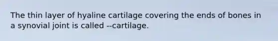 The thin layer of hyaline cartilage covering the ends of bones in a synovial joint is called --cartilage.