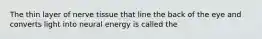 The thin layer of nerve tissue that line the back of the eye and converts light into neural energy is called the