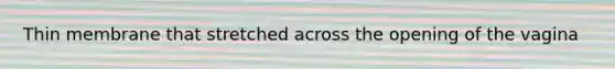 Thin membrane that stretched across the opening of the vagina