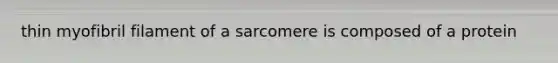 thin myofibril filament of a sarcomere is composed of a protein