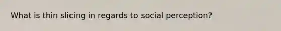 What is thin slicing in regards to social perception?