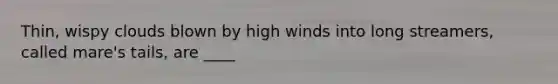 Thin, wispy clouds blown by high winds into long streamers, called mare's tails, are ____