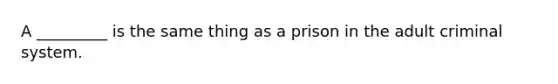 A _________ is the same thing as a prison in the adult criminal system.