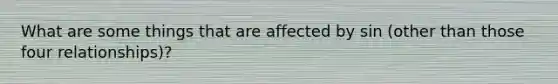 What are some things that are affected by sin (other than those four relationships)?