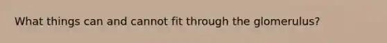 What things can and cannot fit through the glomerulus?