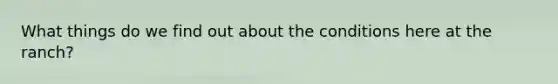 What things do we find out about the conditions here at the ranch?