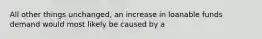 All other things unchanged, an increase in loanable funds demand would most likely be caused by a