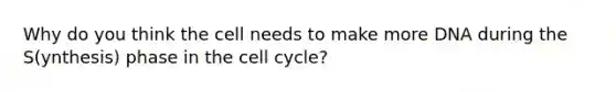 Why do you think the cell needs to make more DNA during the S(ynthesis) phase in the cell cycle?