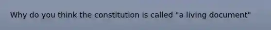 Why do you think the constitution is called "a living document"