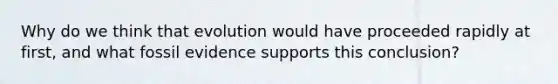 Why do we think that evolution would have proceeded rapidly at first, and what fossil evidence supports this conclusion?