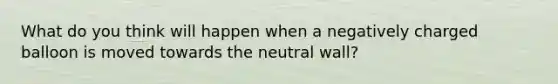 What do you think will happen when a negatively charged balloon is moved towards the neutral wall?