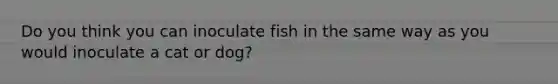 Do you think you can inoculate fish in the same way as you would inoculate a cat or dog?