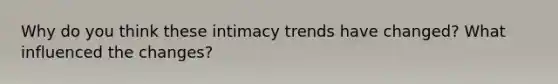 Why do you think these intimacy trends have changed? What influenced the changes?