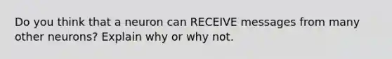 Do you think that a neuron can RECEIVE messages from many other neurons? Explain why or why not.