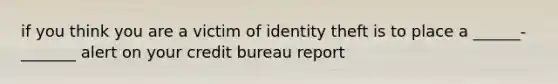 if you think you are a victim of identity theft is to place a ______-_______ alert on your credit bureau report