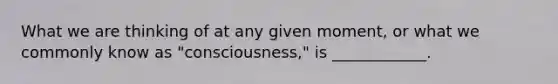 What we are thinking of at any given moment, or what we commonly know as "consciousness," is ____________.