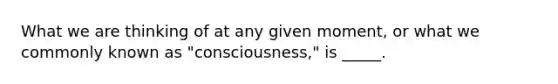 What we are thinking of at any given moment, or what we commonly known as "consciousness," is _____.