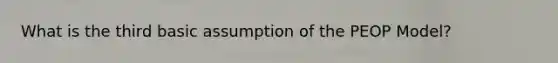 What is the third basic assumption of the PEOP Model?