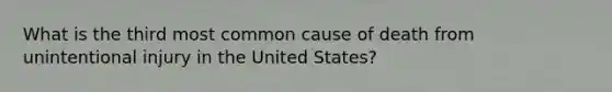 What is the third most common cause of death from unintentional injury in the United States?