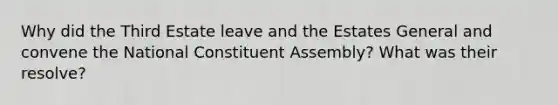 Why did the Third Estate leave and the Estates General and convene the National Constituent Assembly? What was their resolve?