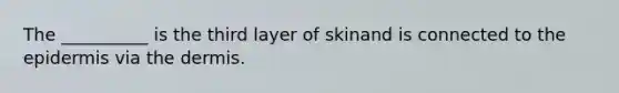 The __________ is the third layer of skinand is connected to the epidermis via the dermis.