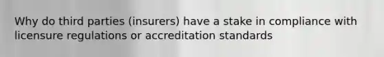 Why do third parties (insurers) have a stake in compliance with licensure regulations or accreditation standards