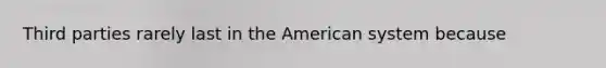 Third parties rarely last in the American system because