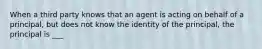 When a third party knows that an agent is acting on behalf of a principal, but does not know the identity of the principal, the principal is ___