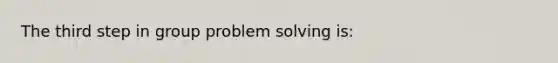 The third step in group problem solving is: