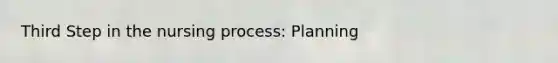 Third Step in the nursing process: Planning