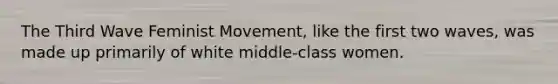 The Third Wave Feminist Movement, like the first two waves, was made up primarily of white middle-class women.