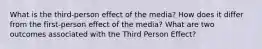 What is the third-person effect of the media? How does it differ from the first-person effect of the media? What are two outcomes associated with the Third Person Effect?