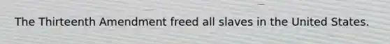 The Thirteenth Amendment freed all slaves in the United States.