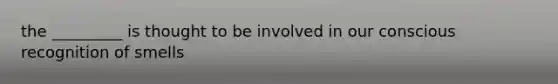 the _________ is thought to be involved in our conscious recognition of smells