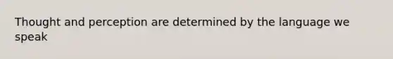 Thought and perception are determined by the language we speak