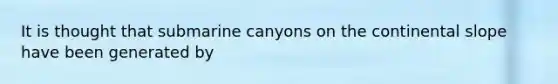 It is thought that submarine canyons on the continental slope have been generated by