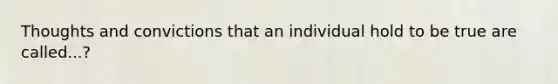 Thoughts and convictions that an individual hold to be true are called...?